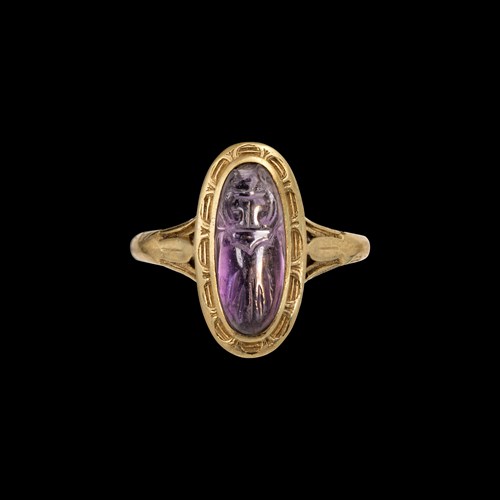 A Late Victorian gold ring with a beetle.